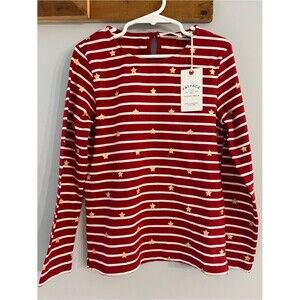 FatFace Young Crew Red Stripe Gold Star Top NWT Kids 7/8